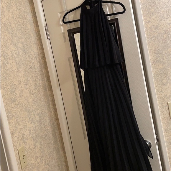 ASOS Black Halter Tie Pleated Midi Dress (size 2) - Picture 14 of 14